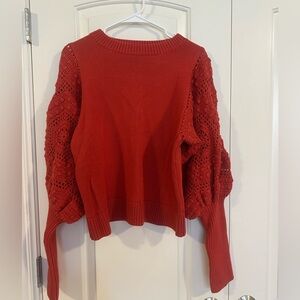 Fate Red Sweater with Crochet Sleeves